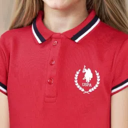 U.S. Polo Assn. Girls Red Polo Collar Cotton Dress image 4