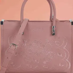 Metro Pink Embroidered Medium Satchel-image-16