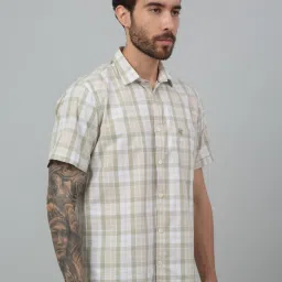 Cantabil Olive Green Regular Fit Checks Shirt image 4