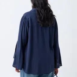 Gia by Westside Navy Solid Blouse image 2