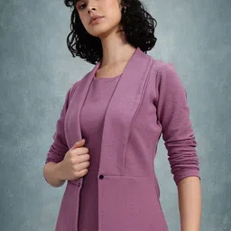 Roadster Solid Bodycon Dress with Blazer-image-10