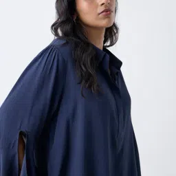 Gia by Westside Navy Solid Blouse image 4