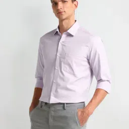Arrow Purple Cotton Slim Fit Printed Shirt image 3