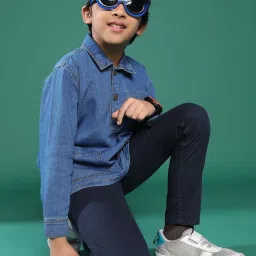 Tales & Stories Kids Blue Cotton Regular Fit Full Sleeves Shirt image 4