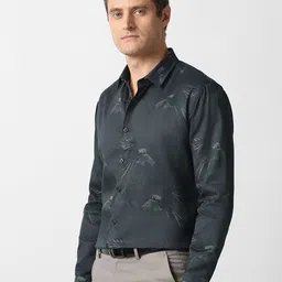 V Dot Men Slim Fit Conversational Printed Spread Collar Pure Cotton Formal Shirt image 4