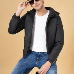 Yu By Pantaloons Black Regular Fit Hooded Jacket image 4