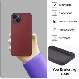 Sprig Matte Leather Back Cover for Apple iPhone 15 (Red) image 4