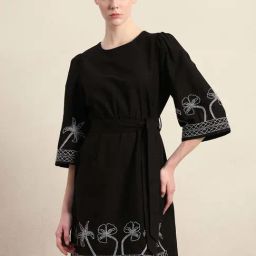 Vero Moda Black Cotton Flared Fit Embroidered Dress-picture-45