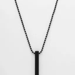 NVR Black Rhodium Plated Bar Pendant & Chain for Men image 4