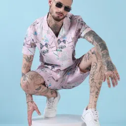 showoffff Showoff Pink Relaxed Fit Printed Co-Ord Set image 4