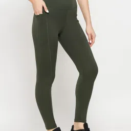 Clovia Green High Rise Sports Tights image 4