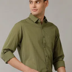 Cavallo By Linen Club Green Linen Slim Fit Shirt image 4