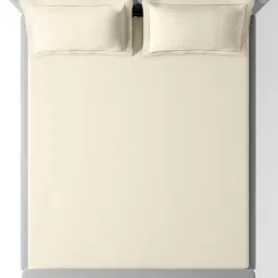 Sansaar Beige Cotton 210 TC Double Bedsheet with 2 Pillow Covers image 2