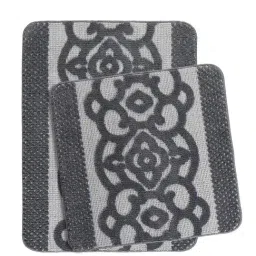 Saral Home KARO Geometric Grey Microfibre Bath Mat (Set of 2) image 2