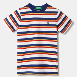 United Colors of Benetton Kids White Cotton Striped T-Shirt-picture-29