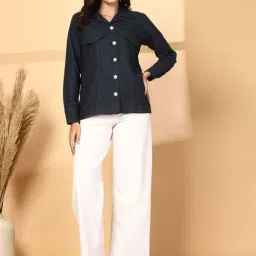 Melon by PlusS Blue Plain Cotton Jackets image 5