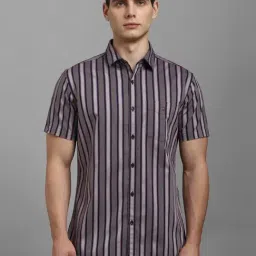 Louis Philippe Grey Cotton Slim Fit Striped Shirt-picture-26