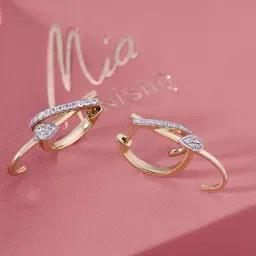 Mia by Tanishq Radiant Spark 14k Gold & Diamond Hoop Earrings for Women-picture-30