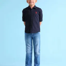 U.S. Polo Assn. Boys Navy Cotton Printed Full Sleeves Shirts-image-50