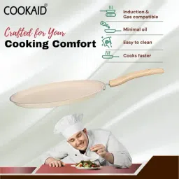 Cookaid ?Cream Aluminium Neo Glide Series Non Stick PTFE Dosa Tawa 25 cm image 3