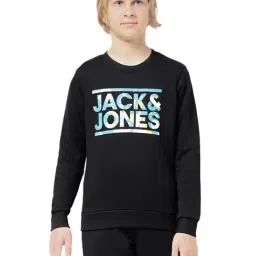 Jack & Jones Junior Jet Black Printed Full Sleeves Sweatshirt-picture-25