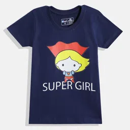Eteenz Girls Pure Cotton Supergirl Printed T-shirt-picture-44