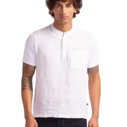 Parx White Cotton Regular Fit Henley T-Shirt-image-1