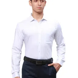 Park Avenue Blue Cotton Slim Fit Striped Shirt-picture-33