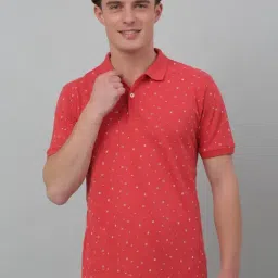 Cantabil Pink Regular Fit Printed Polo T-Shirt-image-13