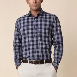 Allen Solly Navy Slim Fit Checks Shirt-image-73