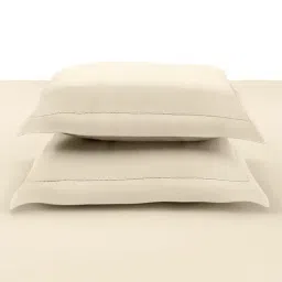 Sansaar Beige Cotton 210 TC Double Bedsheet with 2 Pillow Covers image 4