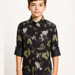 Charchit Boys Olive Green Embroidered Comfort Fit Shirt-picture-15
