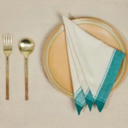 Fabindia Blue Cotton 92 TC 125 GSM Tanka Napkin - Set of 6-image-0