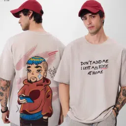 The Souled Store Grey Cotton Oversized T-Shirts-image-92