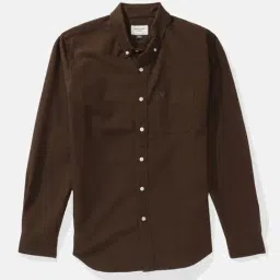 American Eagle Brown Cotton Slim Fit Shirt image 3