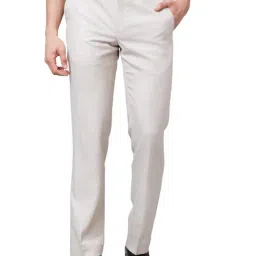 Park Avenue Beige Classic Fit Trousers-image-3