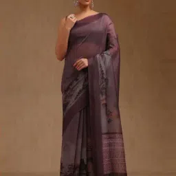 Soch Purple Printed Saree With Unstitched Blouse-image-42