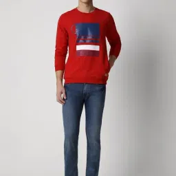 Peter England Red Slim Fit Printed Sweatshirt image 5
