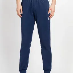 Adidas Originals Blue Cotton Slim Fit Striped Trackpants-picture-34