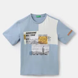 United Colors of Benetton Kids Blue & White Cotton Printed T-Shirt-picture-41