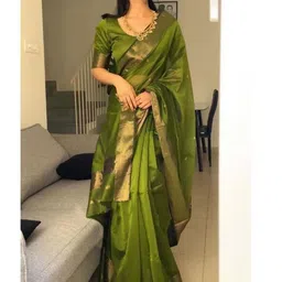 SANISA Woven Design Zari Silk Blend Handloom Saree image 3