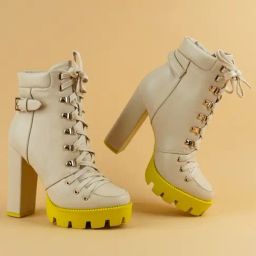 London Rag Women's Beige Derby Boots-picture-4