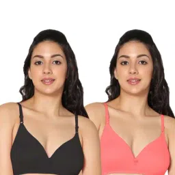 IN CARE Black & Red Cotton T-Shirt Bras - Pack Of 2-image-26