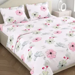 Haus & Kinder Multicolor 100% Cotton Floral 300 TC Soft King Flat Bedsheet with 2 Pillow Covers image 3