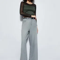 Ginger By Lifestyle Grey Cotton Regular Fit Jeans image 4