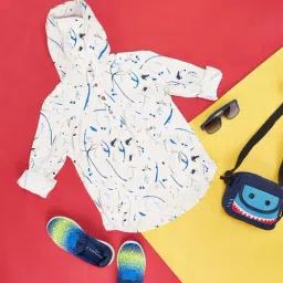 Pantaloons Junior Kids White & Blue Cotton Printed Full Sleeves Shirt-image-23