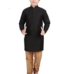 Pro-Ethic Style Developer Kids Black & Brown Printed Full Sleeves Kurta with Pyjamas-picture-22