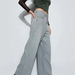 Ginger By Lifestyle Grey Cotton Regular Fit Jeans image 3