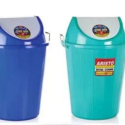 ARISTO 32 L Green & Blue Plastic Swing Lid Dustbin (Pack of 2)-image-25