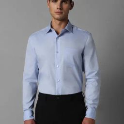 Louis Philippe Permapress Blue Cotton Regular Fit Shirt-picture-26